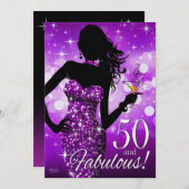 Breng de Bling Sparkle 50th Birthday | paars Kaart (Voorkant / Achterkant)