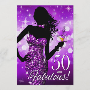 Breng de Bling Sparkle 50th Birthday   paars Kaart