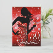 Breng de Bling Sparkle 50th Birthday | rood Kaart (Staand voorkant)