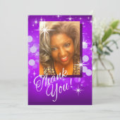 Breng de Bling Sparkle Foto Dank u | paars Bedankkaart (Staand voorkant)