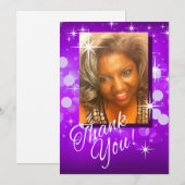 Breng de Bling Sparkle Foto Dank u | paars Bedankkaart (Voorkant / Achterkant)