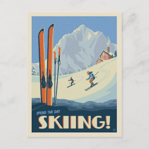 Breng de dag skiën  briefkaart