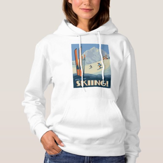Breng de dag skiën hoodie (Voorkant)