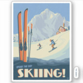 Breng de dag skiën  sticker (Voorkant)