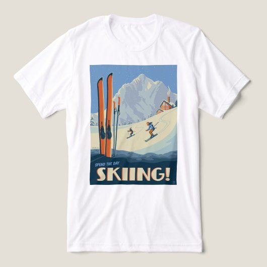 Breng de dag skiën  Tri-Blend shirt (Design voorkant)