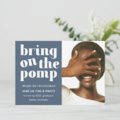 Breng de Pomp One Photo Afstudeerder Party Blue aa Kaart (Staand voorkant)