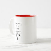 Breng de prettige kerstvakantie op tweekleurige koffiemok (Voorkant links)