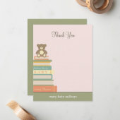 Breng een Baby shower van het Boek Dank u Kaarten  Notitiekaartje (Voorkant / Achterkant in situ)