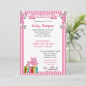 Breng een Baby shower van het Boekroze Etiket Kaart (Staand voorkant)