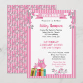 Breng een Baby shower van het Boekroze Etiket Kaart (Voorkant / Achterkant)