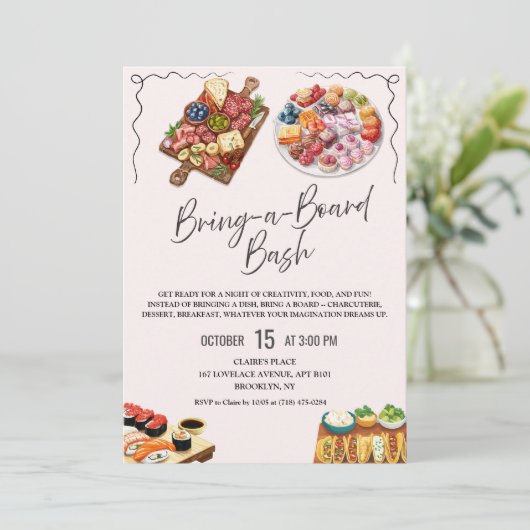 Breng een Board Charcuterie Party Uitnodiging (Staand voorkant)