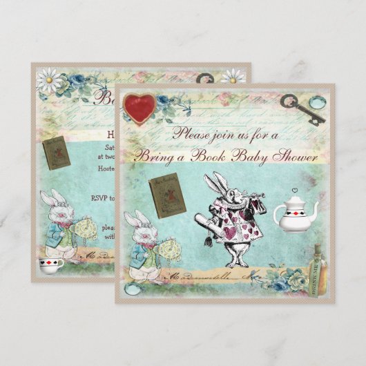Breng een boek Alice in het Baby shower van Wonder Kaart (Voorkant / Achterkant)
