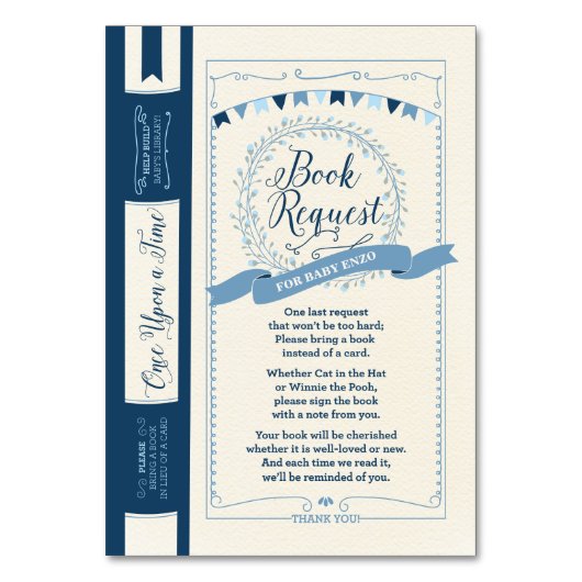 Breng een boek Baby Boy Shower Insert Kaart (Voorkant)