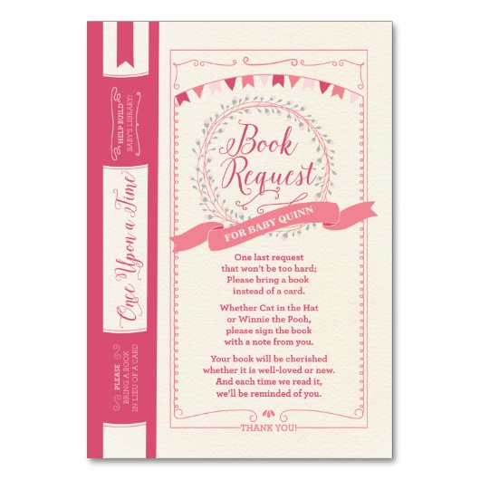 Breng een boek Baby Girl Shower Insert Kaart (Voorkant)