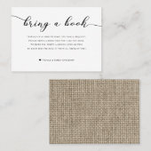 Breng een boek Baby shower behuizing Burlap Sackin Visitekaartje (Voorkant / Achterkant)