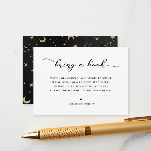 Breng een boek Baby shower behuizing Celestial Informatiekaartje (Voorkant / Achterkant in situ)