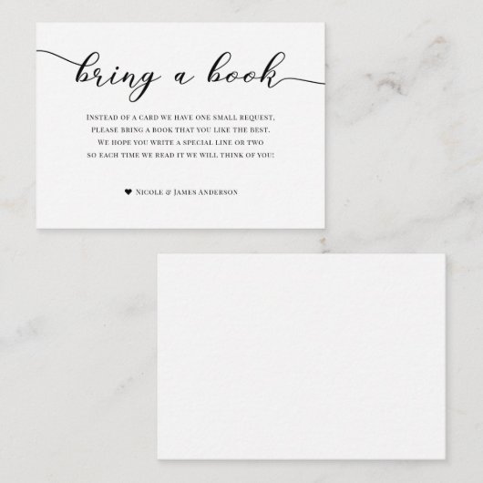 Breng een boek Baby shower behuizing zwart wit Informatiekaartje (Voorkant / Achterkant)