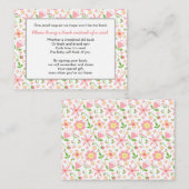 Breng een Boek Baby shower insert kaart roze groen (Voorkant / Achterkant)