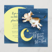 Breng een boek baby shower koe over de maankunst informatiekaartje (Voorkant / Achterkant)