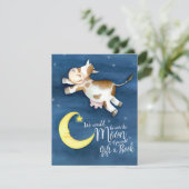 Breng een boek baby shower koe over de maankunst informatiekaartje (Staand voorkant)