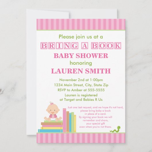 Breng een boek Baby shower uitnodiging 5x7 Kaart (Voorkant)