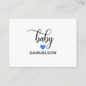 BRENG EEN BOEK blauw Baby shower VAN HET Hart Informatiekaartje (Achterkant)
