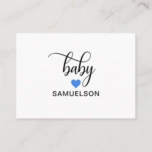 BRENG EEN BOEK blauw Baby shower VAN HET Hart Informatiekaartje (Achterkant)