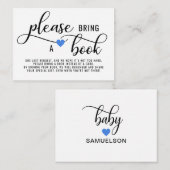 BRENG EEN BOEK blauw Baby shower VAN HET Hart Informatiekaartje (Voorkant / Achterkant)
