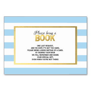 Breng een boek - Blauw Wit Baby shower Kaarten