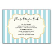 Breng een boek - Blauw Wit Stripes BOY Baby shower Kaart (Voorkant)
