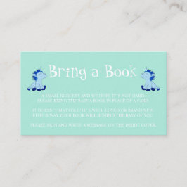 Breng een Boek Blue Twins boys Baby shower Informatiekaartje