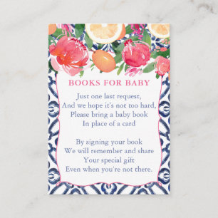 Breng een boek Citrus Vibrant Flowers Baby shower Informatiekaartje
