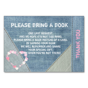Breng een boek - Denim / Jeans Baby shower Kaarten