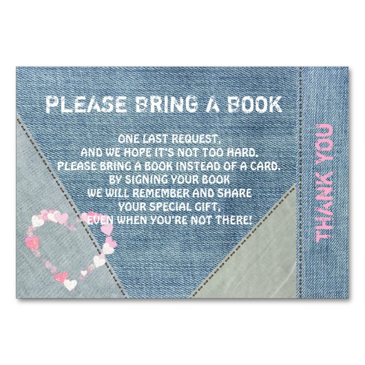 Breng een boek - Denim / Jeans Baby shower Kaarten (Voorkant)