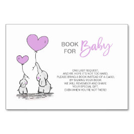 Breng een boek - Elephant LAVENDER Baby shower Kaart