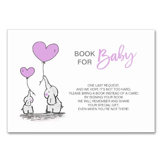 Breng een boek - Elephant LAVENDER Baby shower Kaart (Voorkant)