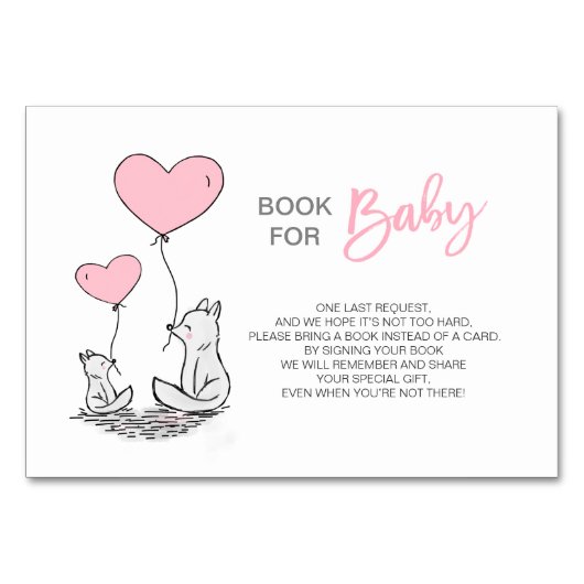 Breng een boek - Fox Pink Girl Baby shower Kaart (Voorkant)