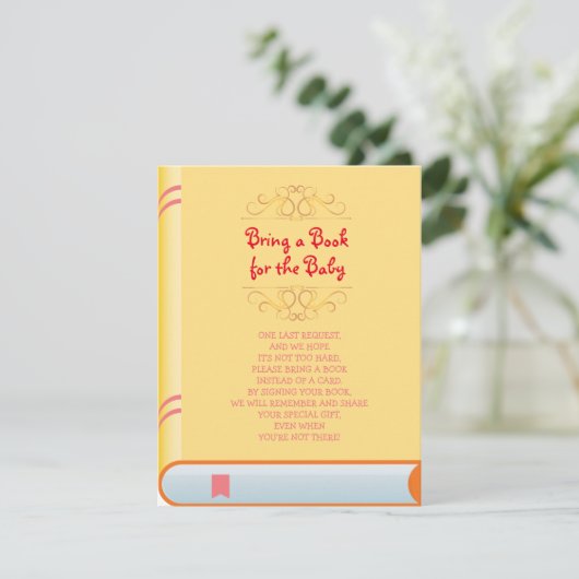 BRENG EEN BOEK Geel Sinaasappel Hoesje Baby shower Kaart (Staand voorkant)