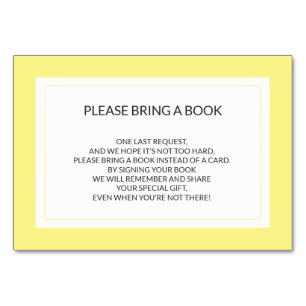 Breng een boek - Geel Wit Meisje Baby shower Kaart