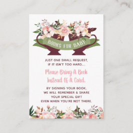 Breng een boek Kaart, Tea Party Baby shower Informatiekaartje