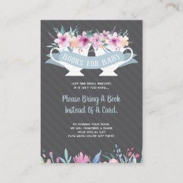 Breng een boek Kaart, Tea Party Baby shower Informatiekaartje
