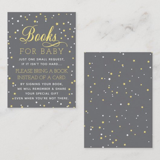 Breng een boek Kaart, Twinkle Star, Baby shower Informatiekaartje (Voorkant / Achterkant)