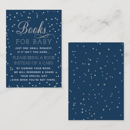 Breng een boek Kaart, Twinkle Star, Baby shower Informatiekaartje (Voorkant / Achterkant)