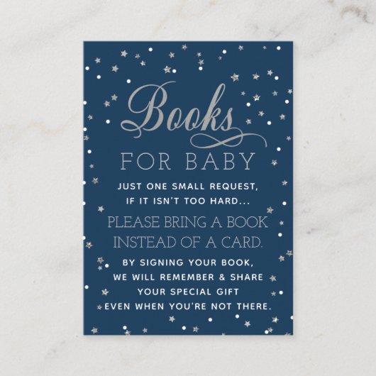 Breng een boek Kaart, Twinkle Star, Baby shower Informatiekaartje (Voorkant)