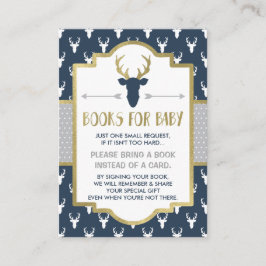 Breng een boek Kaart, Woodland Deer, Baby shower Informatiekaartje