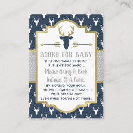 Breng een boek Kaart, Woodland Deer, Baby shower Informatiekaartje