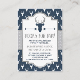 Breng een boek Kaart, Woodland Deer, Baby shower Informatiekaartje