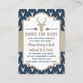 Breng een boek Kaart, Woodland Deer, Baby shower Informatiekaartje