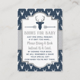 Breng een boek Kaart, Woodland Deer, Baby shower Informatiekaartje
