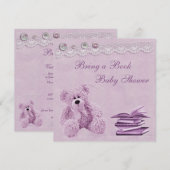 Breng een Boek Lila Teddy Baby shower Kaart (Voorkant / Achterkant)